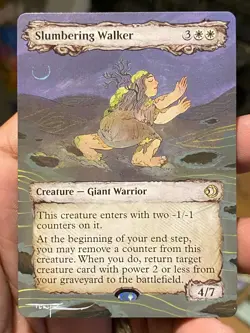 Slumbering Walker Showcase MTG Lorwyn Eclipsed Hand Painted Altered Art Tentz - Image 1