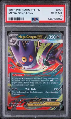 2025 POKEMON PFL EN-PHANTASMAL FLAMES #056 MEGA GENGAR EX PSA 10 - Image 1