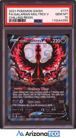 Pokemon 2021 Galarian Moltres V 177/198 Full Art Chilling Reign GEM MINT PSA 10 - Image 1
