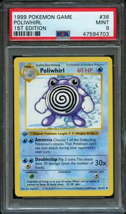 1999 Pokemon Base Set Poliwhirl 38/102 1st Edition Shadowless PSA 9 Mint - Image 1