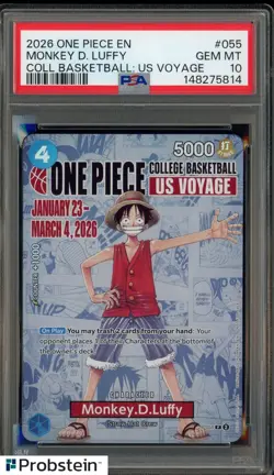 2026 One Piece EN College Basketball US Voyage #055 Monkey D Luffy PSA 10 - Image 1