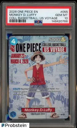 2026 One Piece EN College Basketball US Voyage #055 Monkey D Luffy PSA 10 - Image 1