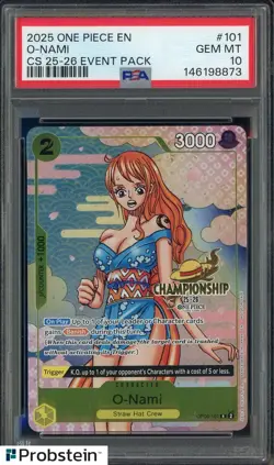 2025 One Piece EN CS 25-26 Event Pack #101 O-Nami PSA 10 GEM MINT - Image 1