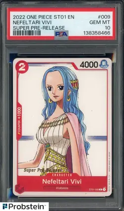 2022 One Piece ST01 EN Super Pre-Release #ST01-009 Nefeltari Vivi PSA 10 GEM MT - Image 1