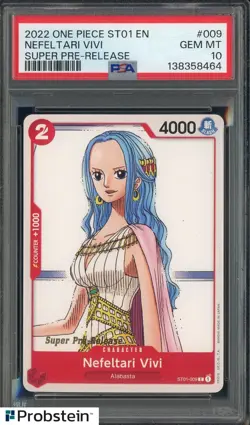 2022 One Piece ST01 EN Super Pre-Release #ST01-009 Nefeltari Vivi PSA 10 GEM MT - Image 1