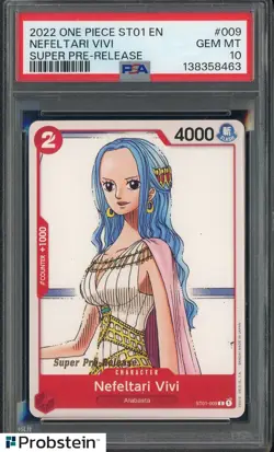 2022 One Piece ST01 EN Super Pre-Release #ST01-009 Nefeltari Vivi PSA 10 GEM MT - Image 1