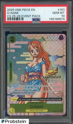 2025 One Piece EN CS 25-26 Event Pack #101 O-Nami PSA 10 GEM MINT - Image 1