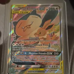 Pokemon GX Tag Team Holo Cards Reshiram & Zekrom SM222 Eevee & Snorlax SM169 Lot - Image 2