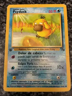 Pokemon WoTC Psyduck 1st Edition Spanish Fossil #53 MP - Image 2