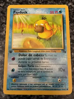 Pokemon WoTC Psyduck 1st Edition Spanish Fossil #53 MP - Image 3