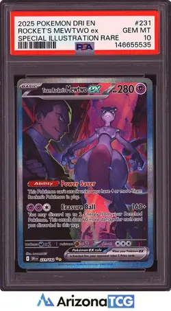 Pokemon 2025 Team Rocket's Mewtwo ex 231/182 SIR Destined Rivals GEM MINT PSA 10 - Image 1