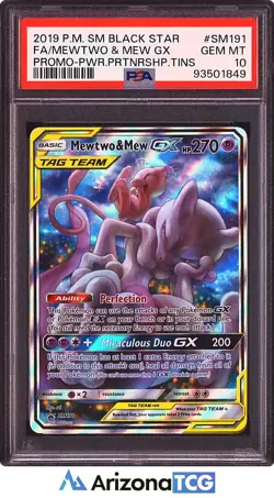 Pokemon 2019 Mewtwo & Mew GX SM191 Full Art SM Black Star Promo GEM MINT PSA 10 - Image 1