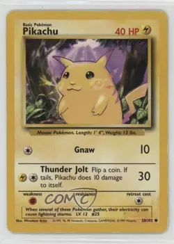 Pikachu Pokemon Base Set #58 1999 - Image 1