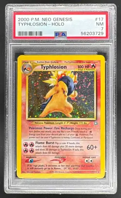 56203729 Typhlosion 2000 Pokemon Neo Genesis #17 Holo PSA 7 - Image 1