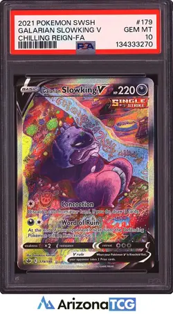 Pokemon 2021 Galarian Slowking V 179/198 Full Art Chilling Reign GEM MINT PSA 10 - Image 1
