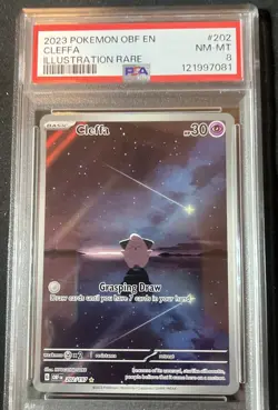 PSA 8 2023 Pokemon Obsidian Flames Cleffa Illustration Rare 202/197 - Image 1