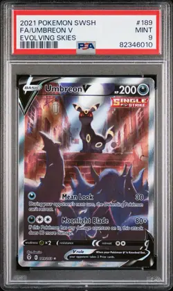 2021 POKEMON SWORD & SHIELD EVOLVING SKIES 189 FA UMBREON V EVOLVING SKIES PSA 9 - Image 1
