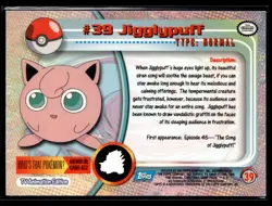 #39 Jigglypuff Pokemon 1999 Topps TV Blue Logo - Image 2
