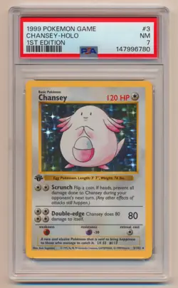 PSA 7 Pokemon Base Set 1st Edition Holo Rare Chansey 3/102 NEAR MINT Condition! - Image 1
