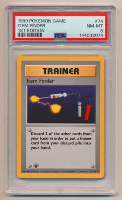 PSA 8 Pokemon Base Set 1st Edition Rare Item Finder 74/102 NM/MINT Condition! - Image 1