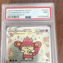 Pokemon TCG Simisear VSTAR Full Art Holo GG37 Crown Zenith Ultra Rare PSA 9 2023 - Image 4