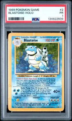1999 POKEMON BASE SET UNLIMITED #2 BLASTOISE-HOLO PSA 1 - Image 1