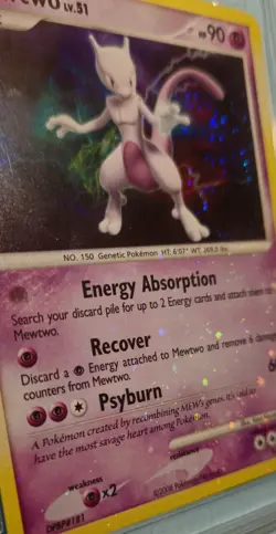 2008 POKEMON MAJESTIC DAWN #9 MEWTWO-HOLO BLEED ERROR TAG 8.5 - Image 3