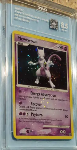 2008 POKEMON MAJESTIC DAWN #9 MEWTWO-HOLO BLEED ERROR TAG 8.5 - Image 4