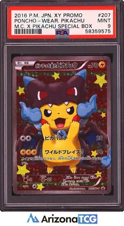 Pokemon 2016 Poncho Wearing Pikachu 207/XY-P Charizard X XY Promo Japanese PSA 9 - Image 1