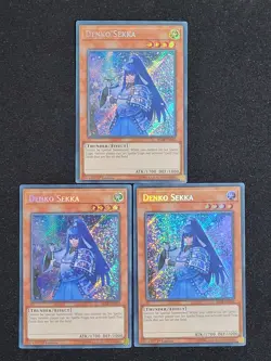 3 x YuGiOh Denko Sekka - BLLR-EN052 - Secret Rare - 1st Edition Lightly Played - Image 1