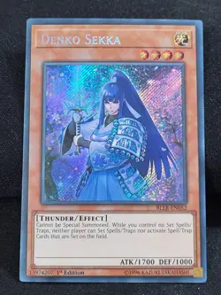 3 x YuGiOh Denko Sekka - BLLR-EN052 - Secret Rare - 1st Edition Lightly Played - Image 3
