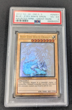 2012 Yu-Gi-Oh! Blue-Eyes White Dragon Haunted Mine Ghost Rare PSA 4 - Image 1