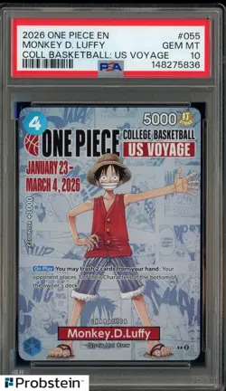 2026 One Piece EN College Basketball US Voyage #055 Monkey D Luffy PSA 10 - Image 1