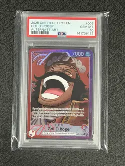 2025 ONE PIECE OP13-CARRYING ON HIS WILL ALTERNATE ART #003 GOL D. ROGER PSA 10 - Image 1