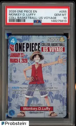 2026 One Piece EN College Basketball US Voyage #055 Monkey D Luffy PSA 10 - Image 1