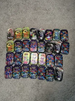 Lot of 30 - Pokemon TCG Mini Tins - Empty, No Cards. Prismatic, Mega, Black Bolt - Image 1