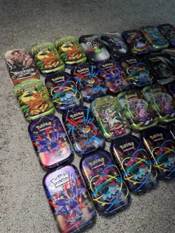 Lot of 30 - Pokemon TCG Mini Tins - Empty, No Cards. Prismatic, Mega, Black Bolt - Image 3