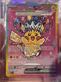 Pokemon Pikachu ex Full Art Holo Hyper Rare 277/217 Surging Sparks EX Card - Image 1
