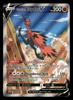 Galarian Zapdos V - 174/198 - Ultra Rare - Chilling Reign - Pokemon Card - LP - Image 1