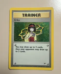 🍃 Pokemon TCG Erika Trainer Card 16/132 Holo Rare Gym Heroes! - Image 1