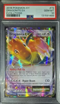 Dragonite EX XY Evolutions 72/108 2016 Pokemon Card TCG, PSA 10 Gem Mint - Image 1