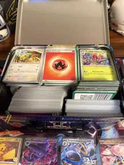 Pokemon Bulk Lot Over 500 Cards, Also 50 Holo Cards And EX Cards, 3 Empty Tins - Image 3
