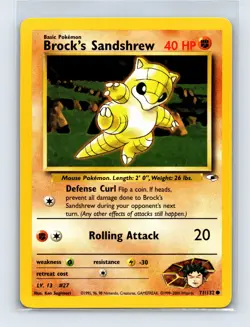 Brock's Sandshrew 71/132 Gym Heroes Unlimited Pokemon Card - NM 2000 - Image 1