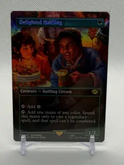 MTG Magic FOIL Delighted Halfling (Borderless) Tales of Middle-Earth LOTR 402 - Image 1