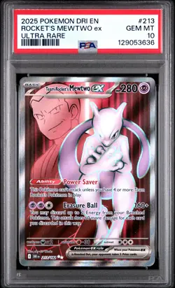 2025 Pokemon Destined Rivals Rocket's Mewtwo Ex #213 GEM MT PSA 10 Ultra Rare - Image 1