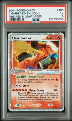 2004 Pokemon EX Fire Red & Leaf Green #105 Charizard EX Holo Rare PSA 5 EX - Image 1