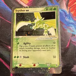 Pokemon Scyther ex 102/109 EX Ruby & Sapphire Ultra Rare Holo 2003 **SWIRL** - Image 1