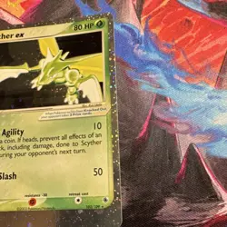 Pokemon Scyther ex 102/109 EX Ruby & Sapphire Ultra Rare Holo 2003 **SWIRL** - Image 2