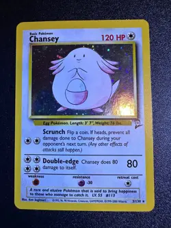 Pokemon TCG / Chansey / Base Set 2 3/130 Unlimited Holo Rare / Near Mint - Image 3