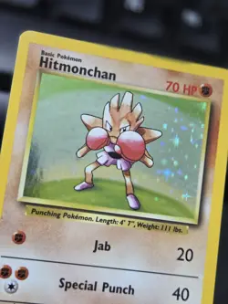 Pokemon TCG Hitmonchan Base Set Holo Unlimited Rare Card 7/102 - Image 2